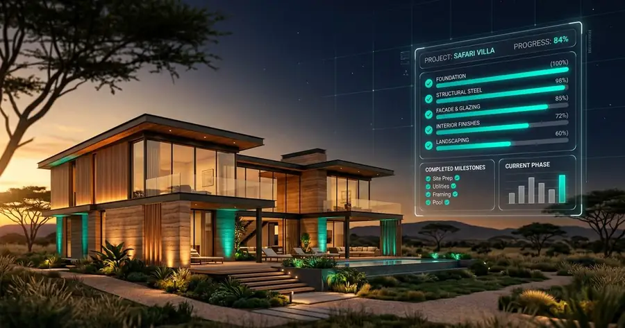 DiasporaBuild — villa 3D avec suivi de chantier